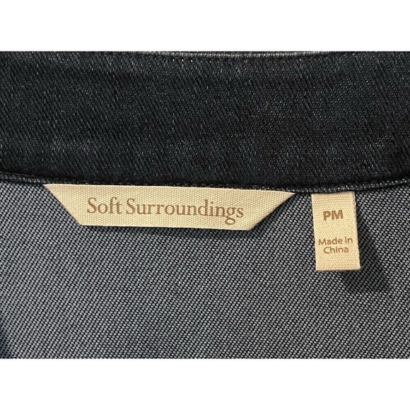 Soft Surroundings Stretch Denim Embroidery Tunic Jacket Sz PM Boho Button Front - Picture 4 of 11